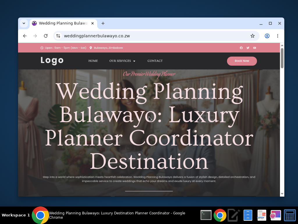 WeddingPlannerBulawayo.co.zw homepage — a live rank and rent website targeting wedding services in Bulawayo